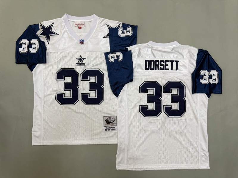 Men 2025 Nike Dallas Cowboys #33 Dorsett White Throwback Limited NFL Jersey 002